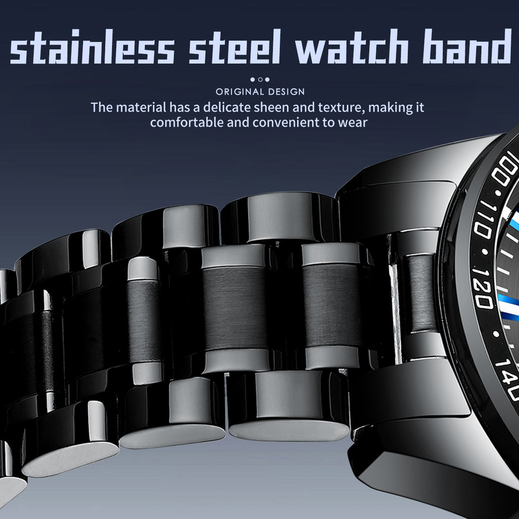 Sollen SL609 Automatic Watch - Men's Stainless Steel 5-Bead Bracelet Rotatable Bezel Seiko NH35A Wristwatch