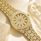 PRECIOUS 8243 Live Edition Men's Iced Out Watch - Luxury Large Crystal Bezel Pave Dial Date Window Metal Band Hiphop Sport Wristwatch