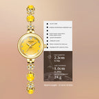 Sollen SL476 Quartz Watch - Women's Gold Yellow Chalcedony Jewelry Bracelet Genuine Diamond Wristwatch