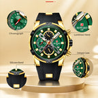 REWARD RD 83016M Quartz Watch - Live Edition Men's Heavy Tactical Armor Case Full Chronograph Luminous Hands Date Window Sport Silicone Strap Wristwatch
