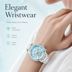 Labaoli LA559 Quartz Watch - Live Edition Women's Luxury 37mm Crystal-Encrusted Bezel Diamond-Cut Lens Chronograph Style Dial Slanted Date Two-Tone Link Bracelet Wristwatch