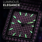 KDW KDW2410 Quartz Watch - Live Edition Luxury Full IPG Gold Crystal Pavé Square Case Iced-Out 20mm Link Bracelet Wristwatch