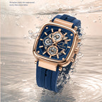 REWARD RD 831509M Quartz Watch - Live Edition Men's Luxury Cushion Case Full Chronograph Luminous Hands Date Window Sport Silicone Strap Wristwatch