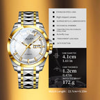 Sollen 9085 Automatic Watch - Men's Dress Citizen 8205 Sunray Dial Day Date 13 Luminous Marker 7-Bead Steel Bracelet Wristwatch