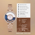 Sollen SL453 Quartz Watch - Women's Stainless Steel Link Bracelet Celestial Dial with Moving Stars