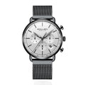 Sollen SL705 Quartz Watch - Men's Multi-Function Dual-Time Domed Glass Stainless Steel Mesh Band Wristwatch
