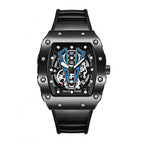 Sollen SL708 Quartz Watch - Men's Tonneau Case Date Display Sport Silicone Strap Wristwatch
