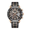 Sollen SL711 Chronograph Watch - Men's Two-Tone Stainless Steel Link Bracelet Open-Worked Seiko VD57 Wristwatch