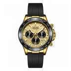Sollen SL713 Chronograph Watch - Men's Multi-Function Textured Dial Performance Silicone Strap Wristwatch