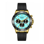 Sollen SL713 Chronograph Watch - Men's Multi-Function Textured Dial Performance Silicone Strap Wristwatch