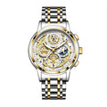 Sollen SL715 Chronograph Watch - Men's Two-Tone Stainless Steel 7-Bead Bracelet Multi-Function Quartz Wristwatch