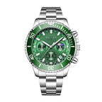 Sollen SL721 Chronograph Watch - Men's Multi-Function Moonphase Stainless Steel 3-Bead Bracelet Wristwatch