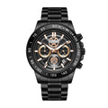 Sollen SL722 Chronograph Watch - Men's All-Black Case Multi-Function Stainless Steel Link Bracelet Wristwatch
