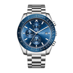Sollen SL726 Chronograph Watch - Men's Multi-Function Stainless Steel Link Bracelet Wristwatch