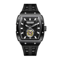 Sollen SL727 Quartz Watch - Men's Tonneau Case 3D Textured Dial Performance Silicone Strap Wristwatch