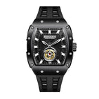 Sollen SL727 Quartz Watch - Men's Tonneau Case 3D Textured Dial Performance Silicone Strap Wristwatch