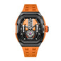 Sollen SL729 Sport Watch - Men's Racing Tonneau Engine Relief 6H Small Seconds Luminous Silicone Strap Wristwatch