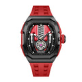 Sollen SL729 Sport Watch - Men's Racing Tonneau Engine Relief 6H Small Seconds Luminous Silicone Strap Wristwatch