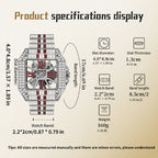 PRECIOUS 8208 Live Edition Men's Iced Out Watch - Luxury Baguette Crystals Encrusted Square Case Fully Skeleton See Through Dial Metal Band Hiphop Wristwatch