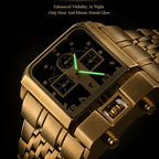 Oulm HP3364B Live Edition Men's Heavy Watch - Cyberpunk Industrial Design Asymmetric Armor Case Wide Metal Band Sport Wristwatch