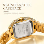 BELBI BELBL-8238 Live Edition Men's Iced Out Watch - Luxury Large Crystal Bezel Pave Dial Rainbow Roman Numerals 6H Date Metal Band Hiphop Wristwatch