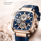 REWARD RD 831509M Quartz Watch - Live Edition Men's Luxury Cushion Case Full Chronograph Luminous Hands Date Window Sport Silicone Strap Wristwatch