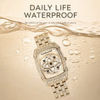 LOOK WORLD RKS1032 Live Edition Men's Iced Out Watch - Luxury Full Crystals Encrusted Tonneau Case Creative Spinning Kinetic Dial Metal Band Hiphop Wristwatch