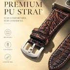 Oulm HP1349 Quartz Watch - Live Edition Men's Heavy Steampunk Dual Time Zone Industrial Matte Case Luminous Hands Compass Wide Leather Strap Tactical Wristwatch