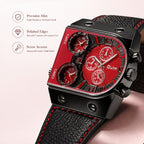 Oulm HP9315 Quartz Watch - Live Edition Men's Heavy Steampunk Industrial Matte Case Luminous Hands Wide Leather Strap Tactical Wristwatch