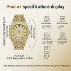 PRECIOUS 8243 Live Edition Men's Iced Out Watch - Luxury Large Crystal Bezel Pave Dial Date Window Metal Band Hiphop Sport Wristwatch