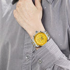 Sollen SL802 Multi-Function Watch - Men's Moonphase Sunburst Dial 7-Bead Stainless Steel Bracelet Wristwatch