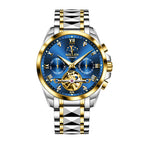 Sollen SL809 Multi-Function Watch - Men's Moonphase Sunray Dial Luminous Markers 3-Bead Stainless Steel Bracelet Wristwatch