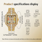 BELBI BELBL-8238 Live Edition Men's Iced Out Watch - Luxury Large Crystal Bezel Pave Dial Rainbow Roman Numerals 6H Date Metal Band Hiphop Wristwatch