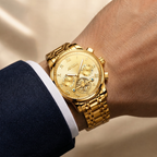 AIYISHI ASY2316 Quartz Watch - Live Edition Men's Luxury 41mm Flywheel Mechanical Style Face Luminous Hands Steel Link Bracelet Wristwatch