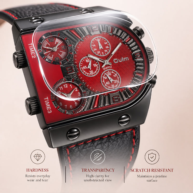 Oulm HP9315 Quartz Watch - Live Edition Men's Heavy Steampunk Industrial Matte Case Luminous Hands Wide Leather Strap Tactical Wristwatch