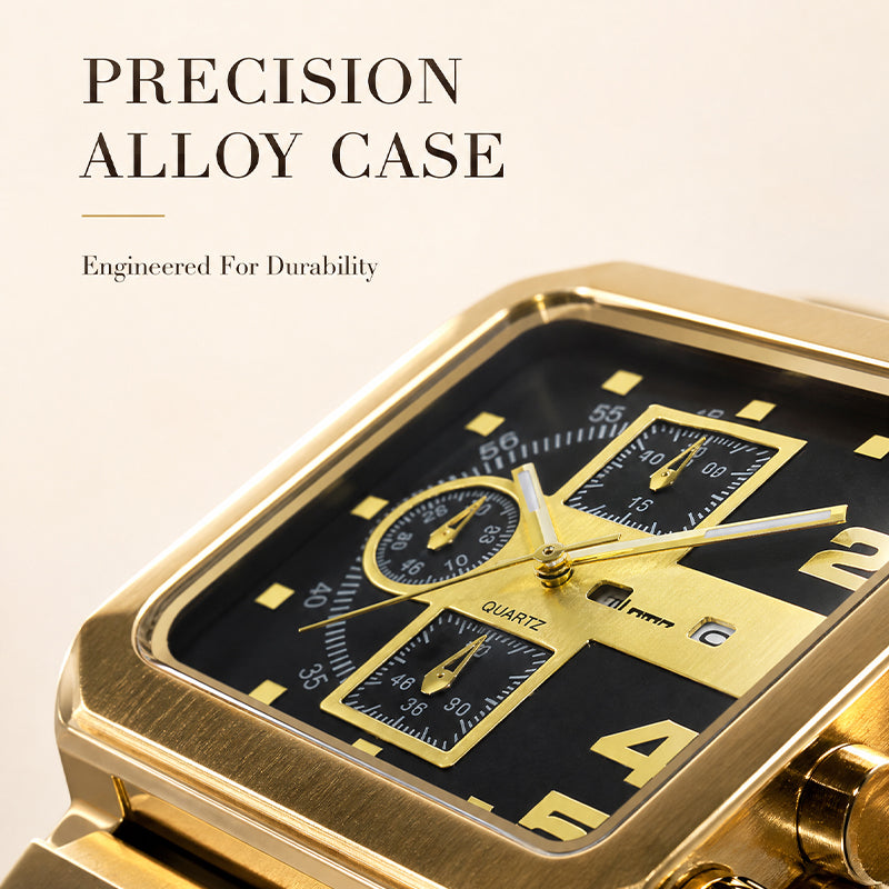 Oulm HP3364B Live Edition Men's Heavy Watch - Cyberpunk Industrial Design Asymmetric Armor Case Wide Metal Band Sport Wristwatch