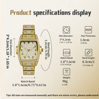 BELBI BELBL-8246 Live Edition Men's Iced Out Watch - Luxury Full Crystals Encrusted Tonneau Case Pave Dial Eastern Arabic Numerals 3H Date Metal Band Hiphop Wristwatch