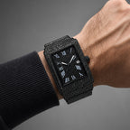 KDW KDW8337G Quartz Watch - Live Edition Men's Luxury Heavy 54mm Full Iced-Out Crystal Pavé Square Case Roman Numeral Day-Date Fully Encrusted Wide Link Bracelet Wristwatch
