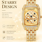 LOOK WORLD RKS1032 Live Edition Men's Iced Out Watch - Luxury Full Crystals Encrusted Tonneau Case Creative Spinning Kinetic Dial Metal Band Hiphop Wristwatch