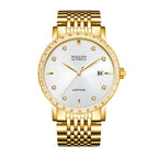 Sollen 9007 Automatic Watch - Men's & Women‘s Couple Sunray Dial Crystal Bezel 9-Bead Stainless Steel Bracelet Wristwatch