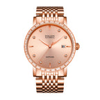 Sollen 9007 Automatic Watch - Men's & Women‘s Couple Sunray Dial Crystal Bezel 9-Bead Stainless Steel Bracelet Wristwatch