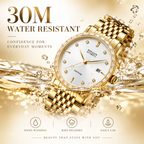 Sollen 9007 Automatic Watch - Men's & Women‘s Couple Sunray Dial Crystal Bezel 9-Bead Stainless Steel Bracelet Wristwatch