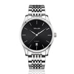 Sollen 9008 Automatic Watch - Men's Sunray Dial Slim Profile 9-Bead Stainless Steel Bracelet Wristwatch