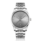 Sollen 9008 Automatic Watch - Men's Sunray Dial Slim Profile 9-Bead Stainless Steel Bracelet Wristwatch