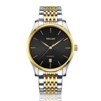 Sollen 9008 Automatic Watch - Men's Sunray Dial Slim Profile 9-Bead Stainless Steel Bracelet Wristwatch