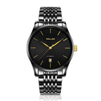 Sollen 9008 Automatic Watch - Men's Sunray Dial Slim Profile 9-Bead Stainless Steel Bracelet Wristwatch