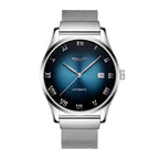 Sollen 9012 Automatic Watch - Men's Roman Sunray Dial Slim Profile Stainless Steel Mesh Strap Wristwatch