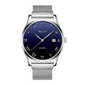 Sollen 9012 Automatic Watch - Men's Roman Sunray Dial Slim Profile Stainless Steel Mesh Strap Wristwatch