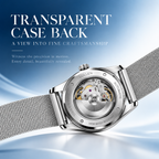 Sollen 9012 Automatic Watch - Men's Roman Sunray Dial Slim Profile Stainless Steel Mesh Strap Wristwatch
