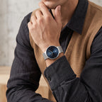 Sollen 9015 Series Quartz Watch - Men's Ultra-Thin Minimalist Dial Slim Profile Stainless Steel Mesh Strap Wristwatch